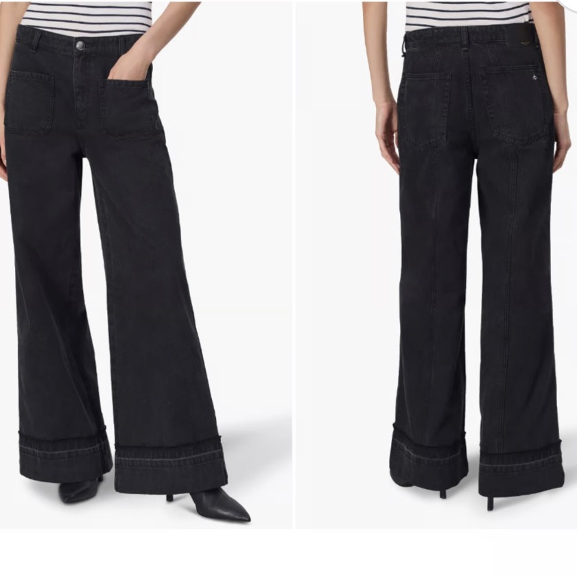 Nwt Rag & Bone Marina High-Rise Wide-Leg Flare Jeans Size 30,Color Black